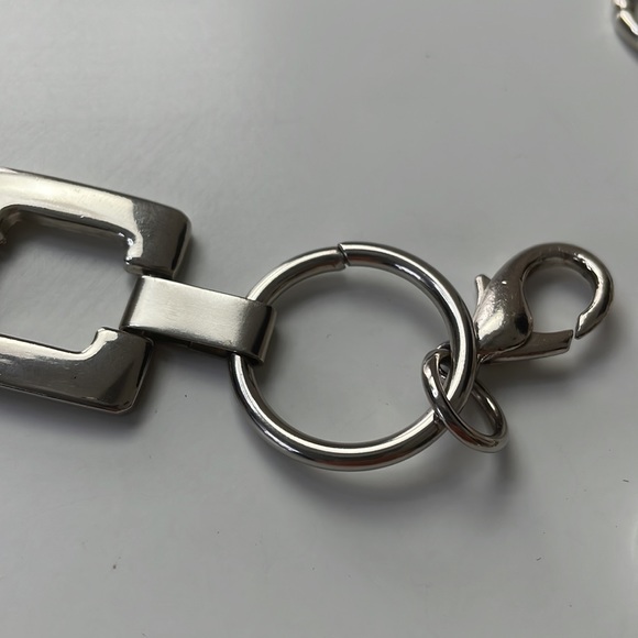 Silver Toned Adjustable Geometric Chain Belt Size M/L - Picture 6 of 7